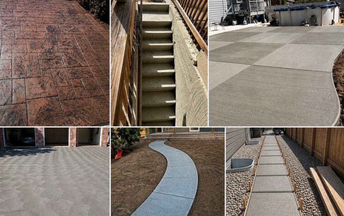 Stamped concrete driveway and custom concrete work
